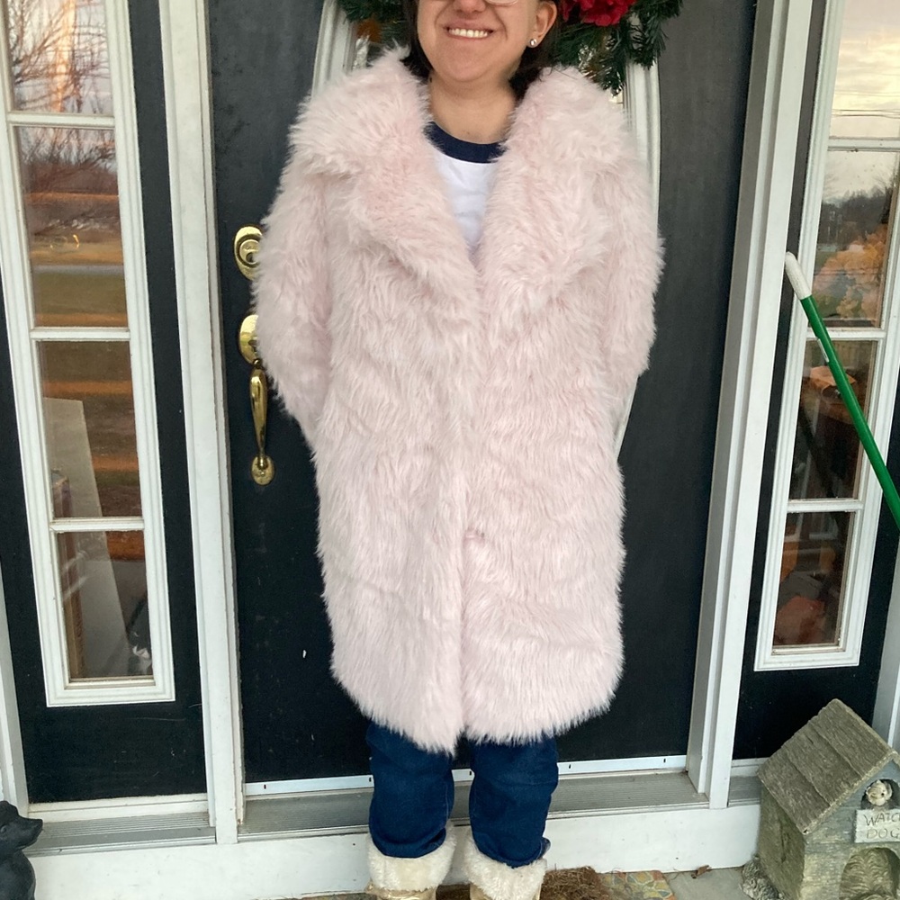 Chic Pink Faux Fur Coat - Picture 14 of 14